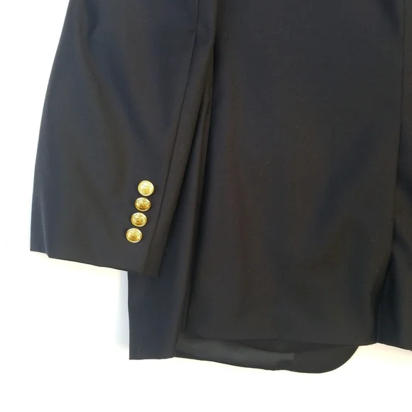 Ralph Lauren Wool Sport Coat Blazer 44R Navy Embossed Gold Buttons Like … - Picture 10 of 16